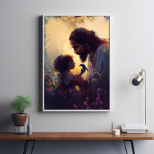 CHRISTIAN ART, Christ with child Poster painting of Jesus, Christ and Children, wall art poster print, Christ oil painting 1