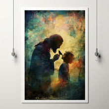 CHRISTIAN ART, Christ with child Poster painting of Jesus, Christ and Children, wall art poster print, Christ oil painting