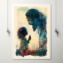 CHRISTIAN ART, Christ with child Poster painting of Jesus, Christ and Children, wall art poster print, Christ oil painting 2