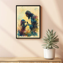 CHRISTIAN ART, Christ with child Poster painting of Jesus, Christ and Children, wall art poster print, Christ oil painting 3
