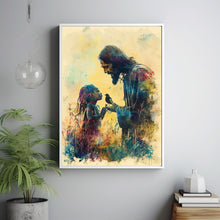 CHRISTIAN ART, Christ with child Poster painting of Jesus, Christ and Children, wall art poster print, Christ oil painting 3