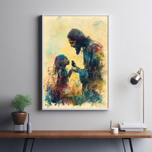 CHRISTIAN ART, Christ with child Poster painting of Jesus, Christ and Children, wall art poster print, Christ oil painting 3