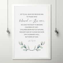 John 11213 Minimalist Watercolor Floral Greenery Christian Easter Scripture Poster Wall Art Poster Decor, Baptism Gift