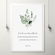 John 11:25 'I Am The Resurrection' Scripture Wall Art - Easter Bible Verse Poster for Renewal and Hope