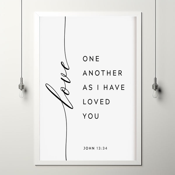 John 13:34 'Love One Another' Bible Verse Poster - Inspirational Christian Quotes and Scripture Wall Art for Unity and Compassion