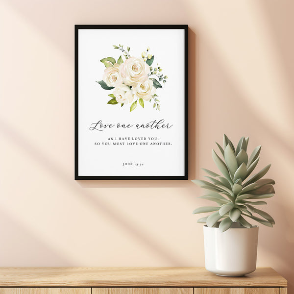 John 13:34 'Love One Another' Bible Verse Poster - Perfect Christian Wedding Gift for Lasting Love and Unity