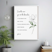 John 15:5 'I Am The Vine' Scripture Wall Art - Easter Bible Verse Poster for Renewal and Spiritual Growth