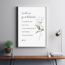 John 15:5 'I Am The Vine' Scripture Wall Art - Easter Bible Verse Poster for Renewal and Spiritual Growth