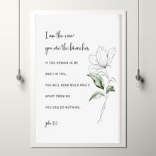 John 15:5 'I Am The Vine' Scripture Wall Art - Easter Bible Verse Poster for Renewal and Spiritual Growth