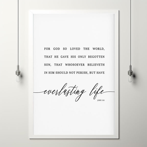 John 3:16 KJV 'For God So Loved the World' Bible Verse Wall Art - Timeless Christian Decor for Faith and Salvation