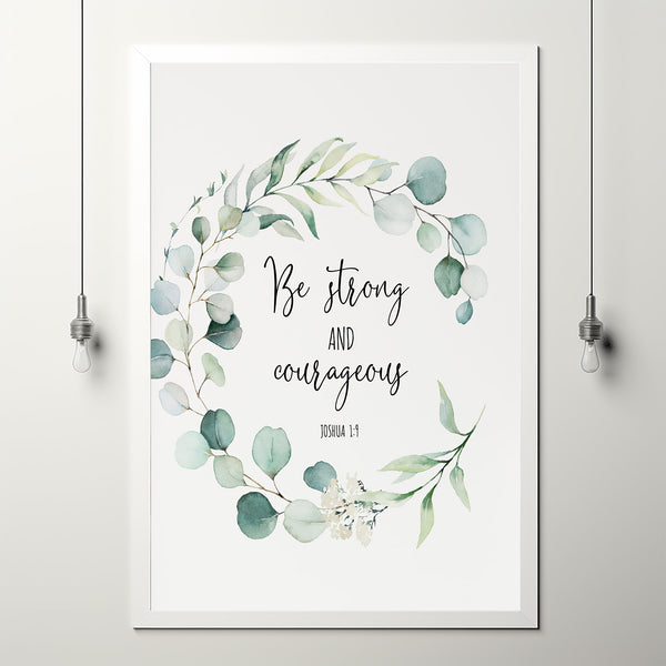Joshua 1:9 'Be Strong And Courageous' Bible Verse Wall Art - Empowering Christian Decor for Confidence and Faith