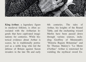 King Arthur Wall Art  King Arthur king of Britain Poster Black White Poster  Poster Art Gift 1681319270