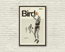 LARRY BIRD Inspired Poster, Art Print - Minimalist, Helvetica, Mid-Century Modern, Black and White, Orange, Swiss, Poster, Office 944657884