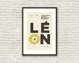 LEON THE PROFESSIONAL Inspired Poster, Art Print - Minimalist, Typography, Helvetica, Mid-Century Modern, Yellow, Swiss 743355127
