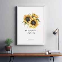 Lamentations 323 His Mercies are New Every Morning Poster Floral Bible Verse Wall Art, Watercolor Sunflowers Christian Scripture Artwork