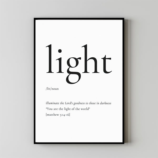 Light Definition Wall Art Print, Matthew 514-16, Salt and Light Print, Minimal Christian Wall Art, Bible Verse Poster, Scripture Art