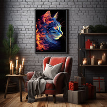 Linearly Interpolated Colorful Cat Painting Poster - Modern Spiritual Cat Wall Art Print