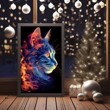 Linearly Interpolated Colorful Cat Painting Poster - Modern Spiritual Cat Wall Art Print