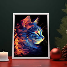 Linearly Interpolated Colorful Cat Painting Poster - Modern Spiritual Cat Wall Art Print