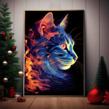 Linearly Interpolated Colorful Cat Painting Poster - Modern Spiritual Cat Wall Art Print