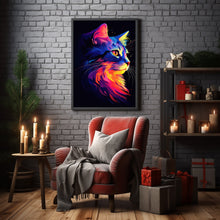 Linearly Interpolated Colorful Cat Painting Poster - Modern Spiritual Cat Wall Art Print