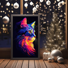 Linearly Interpolated Colorful Cat Painting Poster - Modern Spiritual Cat Wall Art Print