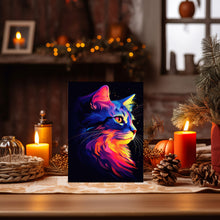 Linearly Interpolated Colorful Cat Painting Poster - Modern Spiritual Cat Wall Art Print