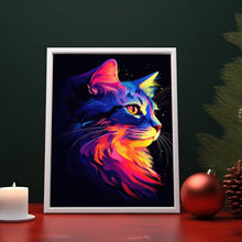 Linearly Interpolated Colorful Cat Painting Poster - Modern Spiritual Cat Wall Art Print