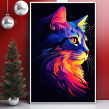 Linearly Interpolated Colorful Cat Painting Poster - Modern Spiritual Cat Wall Art Print