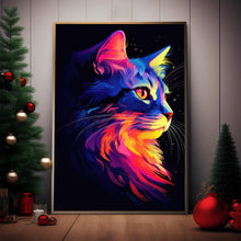 Linearly Interpolated Colorful Cat Painting Poster - Modern Spiritual Cat Wall Art Print