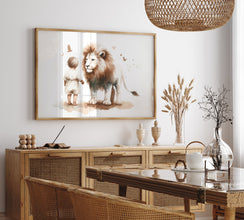 Lion and the Kid Boho Modern Bible Verse Art Canvas Wall Art Poster Birthday Gift Christian Watercolor Print Living Room Home Easter Print 1651813656