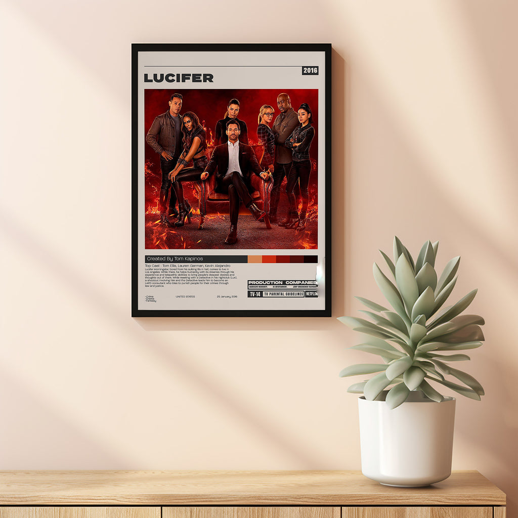 Lucifer Poster, Tom Kapinos, Minimalist Tv Series, Vintage Retro