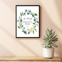 Luke 1:37 KJV 'For With God' Bible Verse Scripture Poster - Empowering Christian Wall Decor for Faith and Possibility