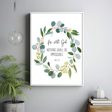 Luke 1:37 KJV 'For With God' Bible Verse Scripture Poster - Empowering Christian Wall Decor for Faith and Possibility