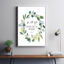 Luke 1:37 KJV 'For With God' Bible Verse Scripture Poster - Empowering Christian Wall Decor for Faith and Possibility