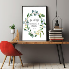 Luke 1:37 KJV 'For With God' Bible Verse Scripture Poster - Empowering Christian Wall Decor for Faith and Possibility
