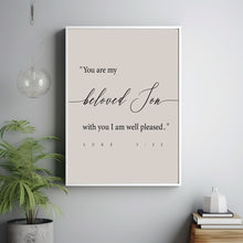 Luke 3:22 'You Are My Beloved Son' Bible Verse Scripture Poster - Inspirational Christian Gifts for Men