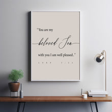 Luke 3:22 'You Are My Beloved Son' Bible Verse Scripture Poster - Inspirational Christian Gifts for Men