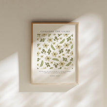 Luke 1227, Consider the Lilies Bible Verse Print, Christian Wall Art, Minimalist Floral Christian Poster, Encouraging Christian Posters 1590722589