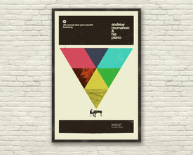MID CENTURY MODERN El Rey Piano - Andrew McMahon Dear Jack Benefit 24 x 36 Lithograph Art Print Concert Tour Poster, Hipster, Vintage Style 170399178