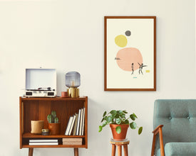 MOONRISE KINGDOM Wes Anderson Inspired Poster, Art Print - Abstract Minimalist Shapes, Collage, Cut Paper, Hipster, Mustard, Salmon 254872068