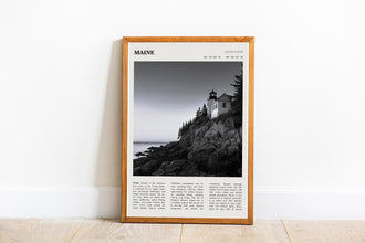 Maine Wall Art  Poster Maine State Black White Poster  Poster Art Gift 1681285000