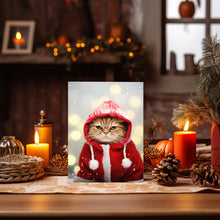 Charming Cat in Christmas Attire Poster - Festive Xmas Decor | Nostalgic Vintage Holiday Art Print