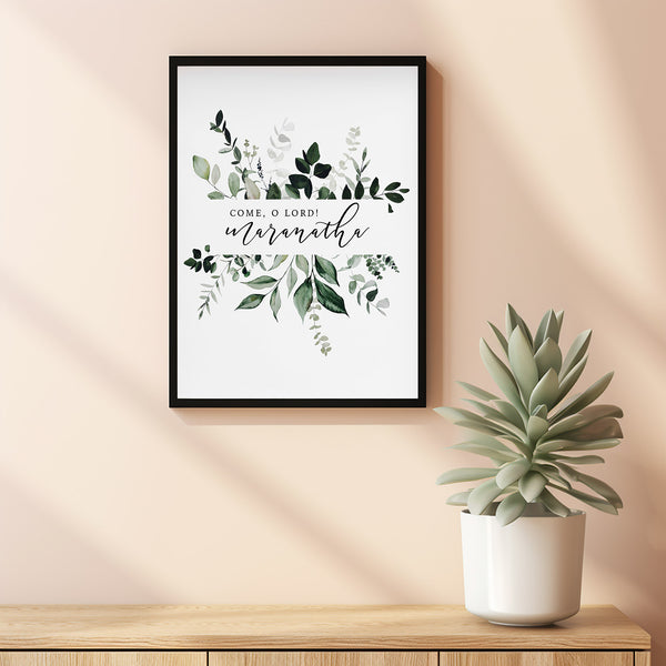 Maranatha Wall Art - Inspirational Christian Maranatha Poster for Hopeful and Faithful Home Decor