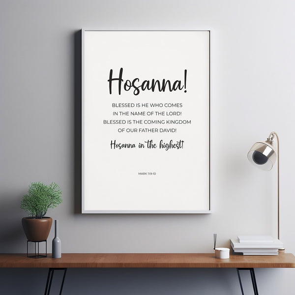 Mark 11910 Hosanna in the Highest Minimalist Christian Easter Bible Verse Wall Art, Modern Easter Scripture Poster Poster