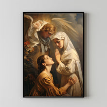 Mary mother of Jesus at age 16 on her knees with her Poster,  Mary Poster, Mary Wall Art