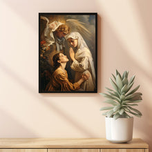 Mary mother of Jesus at age 16 on her knees with her Poster,  Mary Poster, Mary Wall Art