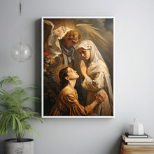 Mary mother of Jesus at age 16 on her knees with her Poster,  Mary Poster, Mary Wall Art