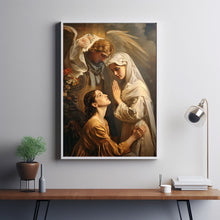 Mary mother of Jesus at age 16 on her knees with her Poster,  Mary Poster, Mary Wall Art