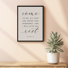 Matthew 11:28 Come to Me Bible Verse Wall Art - Inspirational Modern Minimalist Decor for Spiritual Comfort